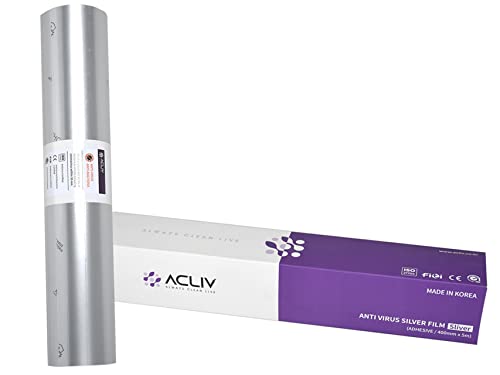 Gima ACLIV Antimikrobieller Klebefilm Antivirus Silver, Silber Farbe, Dicke 200 µm, für ebene und nicht ebene Oberflächen, Antireflexion, Anti-Fingerabdruck, Dauer über 6 Monate, 1 Rolle à 5mx400mm