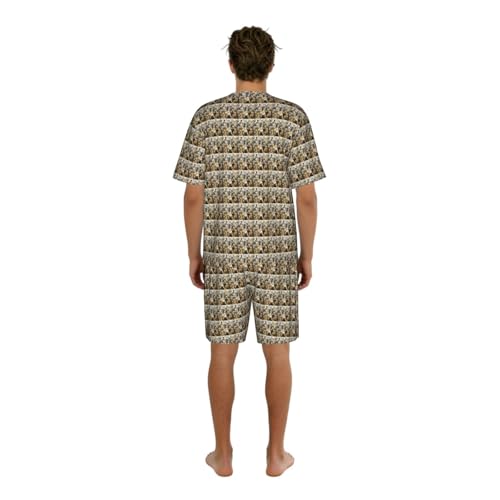 Pyjama 2 pièces pour homme à manches courtes avec imprimé chat - 2