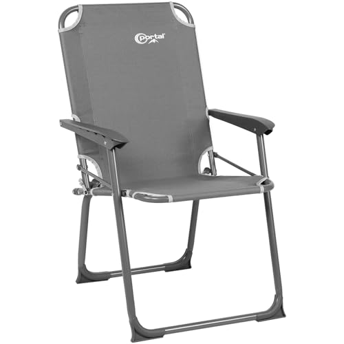 Portal Campingstuhl faltbar Klappstuhl Camping bis 100kg belastbar leicht Angelstuhl Strandstuhl klappbar hohe Rückenlehne für Outdoor Garten Festival