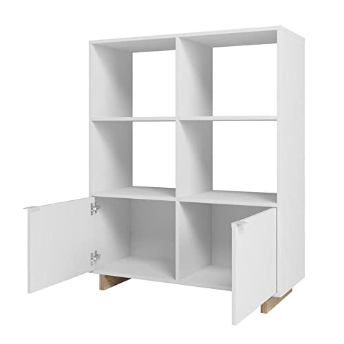 Estante Livreiro 2 Portas 4 Nichos Nomad Appunto Branco/castanho