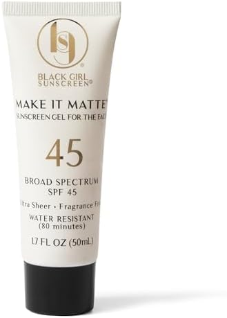 BLACK GIRL SUNSCREENMake it Matte SPF 45 Gel Sunscreen for Face - SPF 45, Sun Protection & Skin Care, Travel Size, Water Resistant, Wear Under Makeup, No White Cast for Melanin Rich Skin - 1.7 fl oz