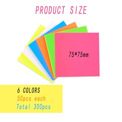300Pcs Coloured Translucent Sticky Notes - Pastel Clear Waterproof Translucent Self-Stick Notes for Books, Folders, Index, School & Office