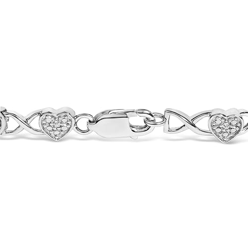 .925 Sterling Silver Diamond Accent Heart Link Bracelet (I-J Color, I3 Clarity) - 7.25"2