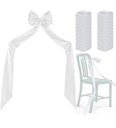 White Big Bow with 24 Pcs Chair Ribbon Wedding Aisle Decorations, 78x18 inch Giant Bow for Backdr...