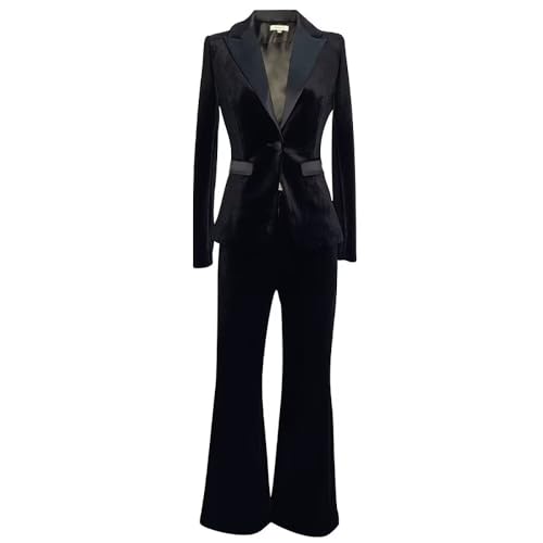 Women's 2 Piece Suits Slim Fit Velvet Formal Double Breasted Lapel Collar Pocketed for Women Suits Dinner Outfits4