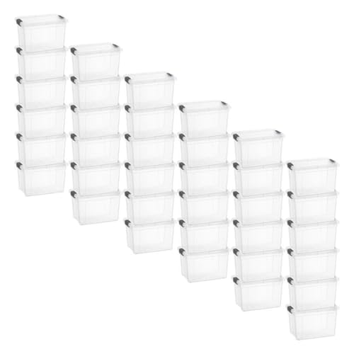 Image of Superio 1.4 Quart Mini Clear Plastic Storage Container with Lid, Stackable Small Organizer Box for Crayons, Art Supplies, Beads, Sewing, Stationery & Food Storage, 36 Pack