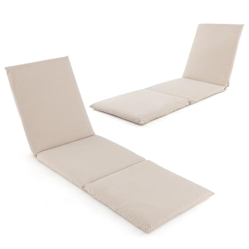 COSTWAY Lot de 2 Coussin Bain de Soleil, Coussin Épais pour Chaise Longue Extérieur, Matelas...