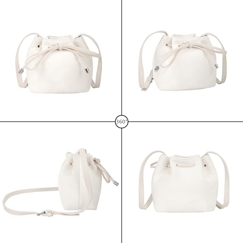 Women Mini Solid Color Faux Suede Crossbody Bag Shoulder Bag Drawstring Bucket Bag3