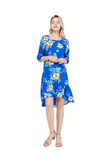 Image of Matchable Family Hawaiian Luau Men Women Girl Boy Clothes in Hibiscus Blue