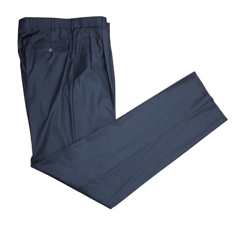 Brooks Brothers Madison Saxxon Reserve Navy Striped Pleated Pants Suit Size 40 Reg2