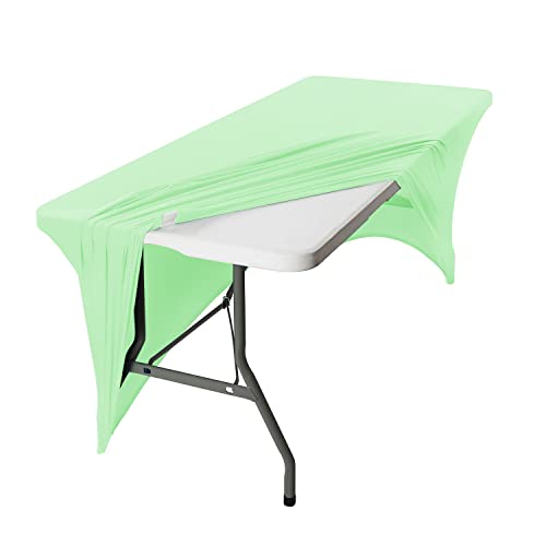 Image of Peomeise 6FT Spandex Table Cover Rectangular Stretch Spandex Tablecloth (Mint,6FT)