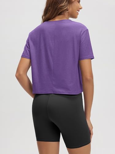 Image of ODODOS Women's Performance Cropped Tee Ultra Soft odSTRATUM Tech Short Sleeve Relaxed Top Crew Neck T-Shirts