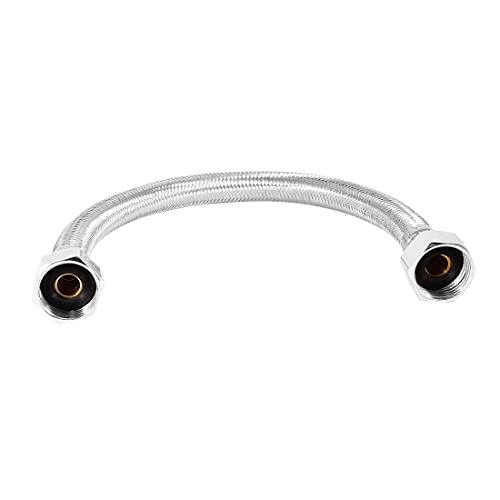 sourcing map Brauseschlauch Dusche Warmwasserbereiter Flexible Duschschlauch Geflechtschlauch Schlauch Rohr 30cm Silberton Geflochten