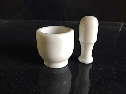Image of Marble Imam Dasta Mortar and Pestle Set /Kharal /Idi Kallu /Khal Musal /Imam Dasta /Okhli Musal /Khalbatta Grinding Set for Small Spices and Medicines (3 Inch Mortar & Pestle)