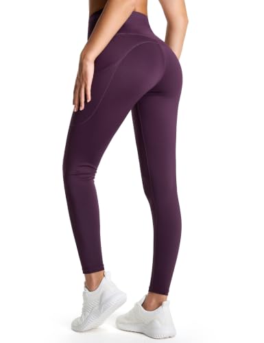 Image of THE GYM PEOPLE Thick High Waist Yoga Pants with Pockets, Tummy Control Workout Running Yoga Leggings for Women