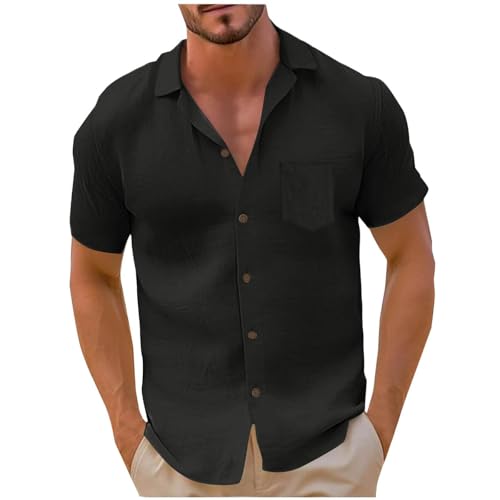Chemise homme manche courte blanche et or casual col V