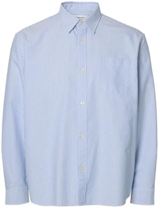 SELECTED MEN Herren Slhrlxoxford Shirt Ls Noos, Skyway, Small