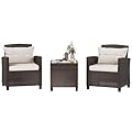 Shintenchi 3 Pieces Patio Furniture Set 3 Pieces PE Rattan Wicker Chairs with Table Outdoor Furniture for Backyard/Garden/Poolside/Outdoor Restaurant Brown Rattan with White Cushion