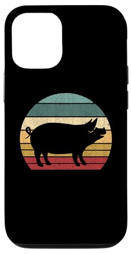 Retro Vintage Sunset Cute Show Pig Lover �X�}�z�P�[�X iPhone 12/12 Pro �p