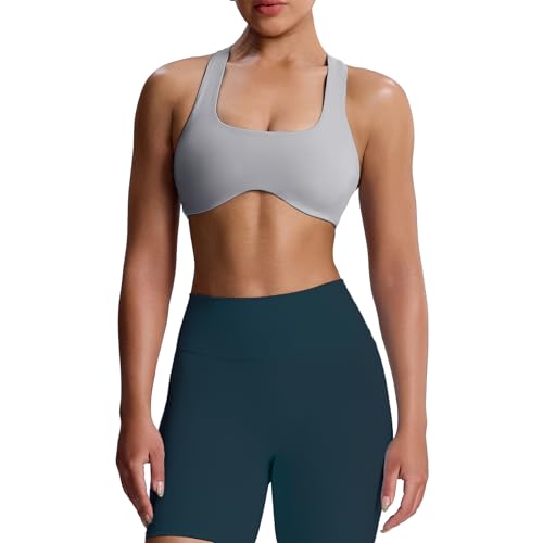 Image of Aoxjox Define Sculpt Racerback Sports Bra | women's workout fitness yoga crop tank, breathable fabric, 4-way stretch, moisture-wicking, gym essential