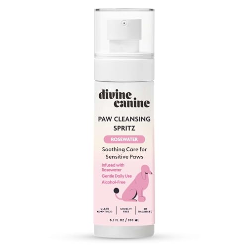 Dog Paw Cleaner - 5.1 Fl Oz of Alcohol Free Paw Cleansing Spray - Made with Rosewater, Aloe, Copaiba Oil, and Lemongrass Oil to Nourish and Clean Paws - Made in The USA