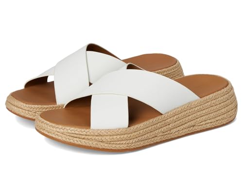 Image of FitFlop womens F-mode Espadrille Leather Flatform Cross Slides