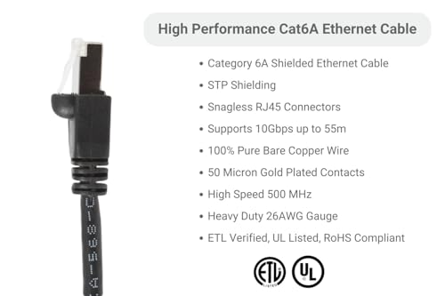 Cable Ethernet Cat6A Blindado 1 ft con Conector RJ45 miniatura 2