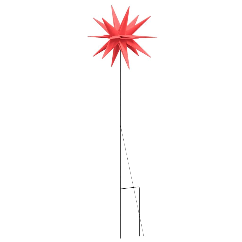 HaoChrymec Stelle di Natale a LED pieghevoli con picchetti, rosso, set da 3