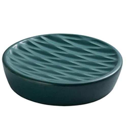 FülleMore Porte-savon créamique - 10 x 2,5 cm - Pour salle de bain, cuisine, lavabo, douche - Vert foncé mat