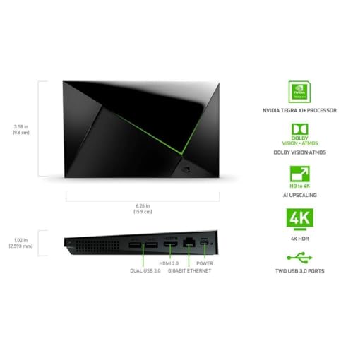 NVIDIA SHIELD Android TV Pro Streaming Media Player, film in 4K HDR, sport dal vivo, Dolby Vision-Atmos, upscaling potenziato da IA, GeForce NOW cloud gaming, Google Assistant integrato - Gadget - Immagine 7