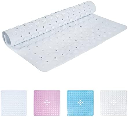 Square Bath Mat Non Slip White PVC | Anti Mould & Mildew Shower Mat | Strong Grip Suction Bath Mat for Bathtub & Shower Cubicle | Easy Drain & Machine Washable (Square 53cm x 53cm, White)