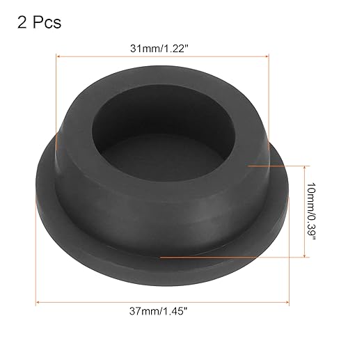 Image of UXCELL High Temp Silicone T-Shaped Rubber Stopper Plugs - Dia 31mm /1.22 inch, Black, Pack of 2 (OD 37mm)
