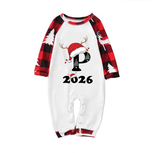 Genérico Pijama Navidad Familia Estampado de Tartán Rojo de Reno Manga Largos Camiseta y Pantalón Ropa de Dormir Infantil Niños Hombre Mujer Respirable Loungewear Regalo