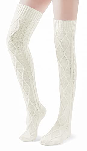 Pcavin Thigh High Socks for Women Cable Knit Over the Knee Boot Socks, Long Warm Leg Warmers Winter3