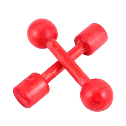 VANZACK 6pcs Fitness Dumbbell Portable Wooden Hand Grip Dumbbells for Gymnastics Eye Hand Coordination Red Includes