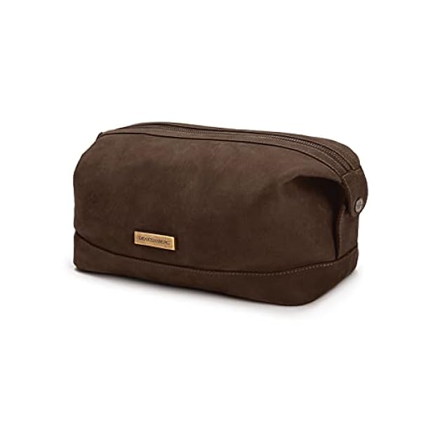 DRAKENSBERG Beauty case "Ruby" – Classica borsa da viaggio Necessaire, per il lavaggio e la cultura, da uomo, sostenibile, realizzata a mano, espandibile, 5 l, marrone Caffè, Beauty case