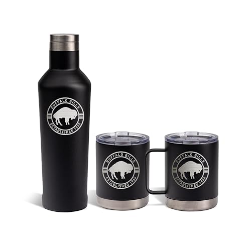The Memory Company Officially Licensed Team Logo AM/PM Set 12/12/17oz (Coffee Cup, Water Bottle, and Lowball), Buffalo Bills