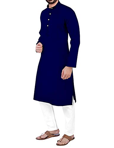 Image of Gauri Laxmi Enterprise Men Cotton Blend Straight Kurta