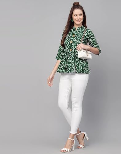 Image of Bollyclues Women's Crepe Bandhni Printed Peplum Top(BC-to)