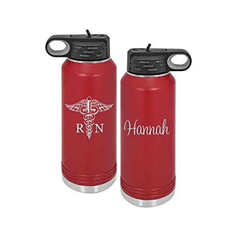 Personalized Laser Engraved Mugs For RN | Registered Nurse Gift | Nurse RN Graduation Mug - Red - 32 oz Cover