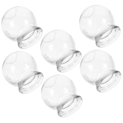 ZUNOXAZ 6 pièces Ventouses Verre Épaisses pour Massage Appareil de Thérapie par Ventouses Forte Aspiration pour Soulagement Musculaire et Stimulation Sanguine Usage Familial