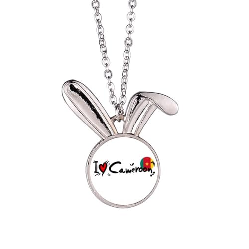 Collier lapin I Love Cameroun en acier inoxydable pour homme et femme