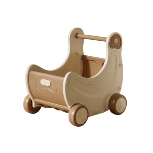 Kirnuoおしゃれな手押し車兼おもちゃ車 手押し車ておしぐるまキッズワゴンおもちゃ収おもちゃ収納子供用ワーカー知育玩具つかまり立ち歩き練習 おしゃれ かわいい つかまり立ち 知育玩具 歩行練習 人形遊びまままごと産出祝 (コーヒー色)