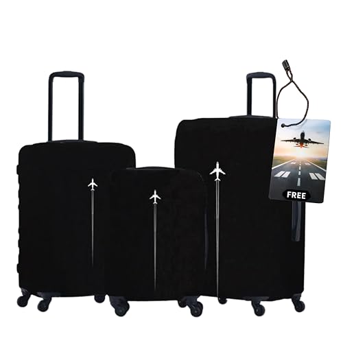 Image of WanderWraps Spendex Polyester Protective Luggage Cover | Hard Luggage Trolley Bag Cover | Washable | Combo | Stretchable | 20-24 - 28 Inches | Pack of 3 | AstroJet