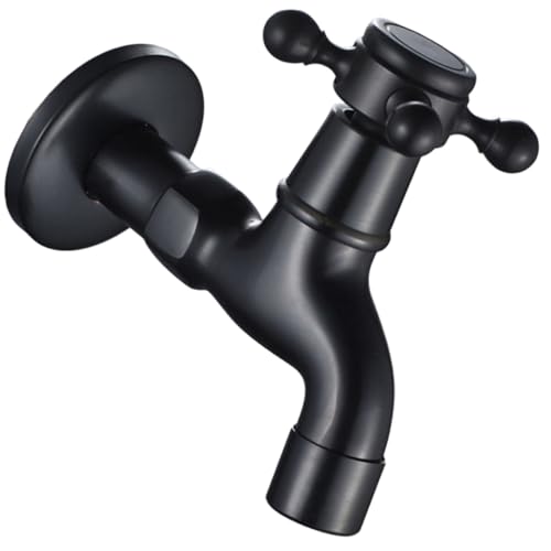 POPETPOP 欧式黒古銅色単水栓 蛇口 冷水用 モップ池用壁付け洗面水栓 アンティーク調高耐久銅製 台所 バスルーム バルコニー適用