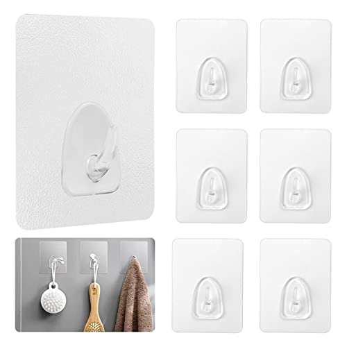Magische Haken QVC 6 Stück Selbstklebende Haken Transparent Magischer Haken Wunderhaken Transparent Hook Klebehaken Wiederverwendbar für Küche Bad Türwand Handtuch Kleidung Max 10Kg (6×8Cm)