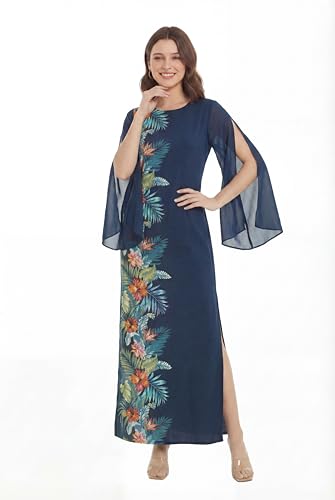 Image of Matchable Family Hawaiian Luau Men Women Girl Boy Clothes in Orchid Paradise Navy