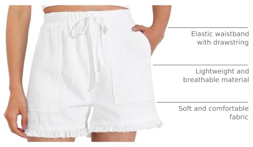 Image of BOOPH Girls Jean Shorts Denim Elastic Waist Drawstring Short for Teen Girl