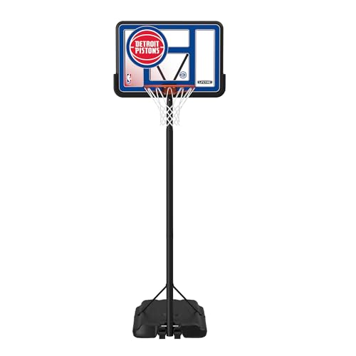Image of Lifetime NBA Detroit Pistons Portable Basketball Hoop, Adjustable Height 7.5-10 Ft, 44 Inch Shatterproof Fusion Backboard, Base with Wheels