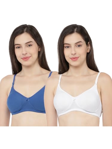 Image of Softline Women's Cotton Rich Wire-Free Non-Padded Molded Bra Combo | Full Coverage & Breathable Comfort | Lightweight, Skin-Friendly Everyday Wear (Pack of 2)